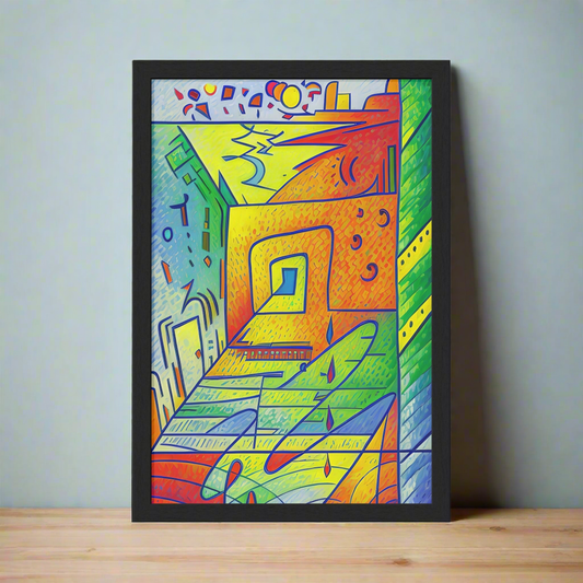 "The Door is Always Open" - Colorful Dreamlike Doorway | Vertical Framed Poster
