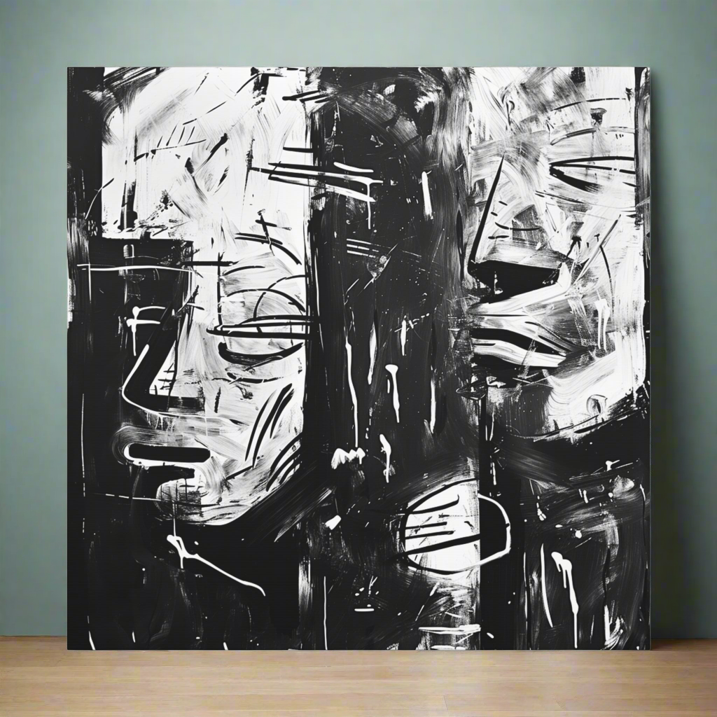 black and white abstract art "Relax, Anxiety" ai generated wall art Endlessmindcreations