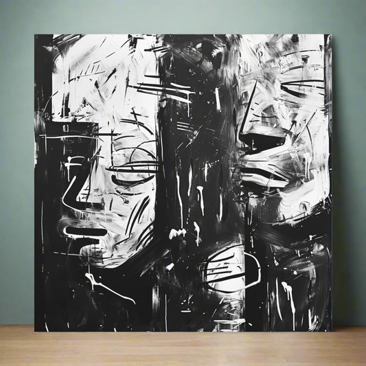 black and white abstract art "Relax, Anxiety" ai generated wall art Endlessmindcreations