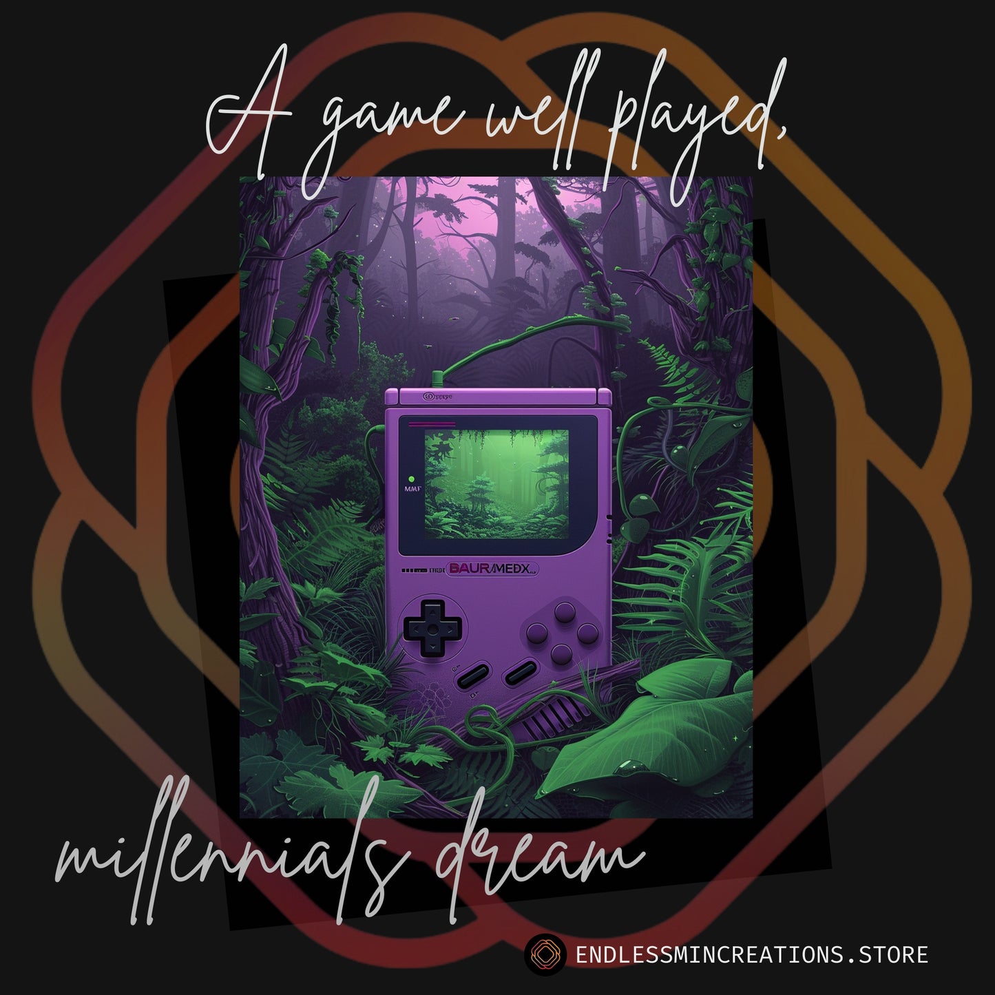 Gaming Wallpaper “Mystic Green and Purple” Imaginary Handheld Console art