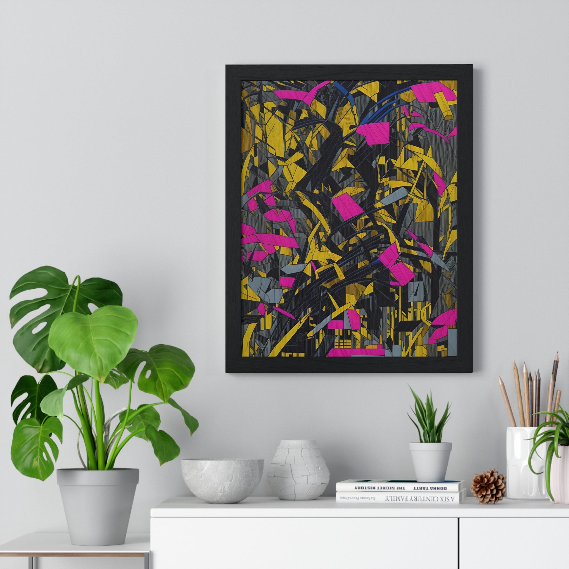 Transform your space with our stunning framed art, where dreamlike visions meet abstract creativity. Available in various sizes, each piece invites you into a world "Broken Thoughts Gold" - Abstract Shattered Pink, Black and Gold PrintPosterBroken Thoughts Gold - Vertical Framed PosterEndlessMind Creations Printify