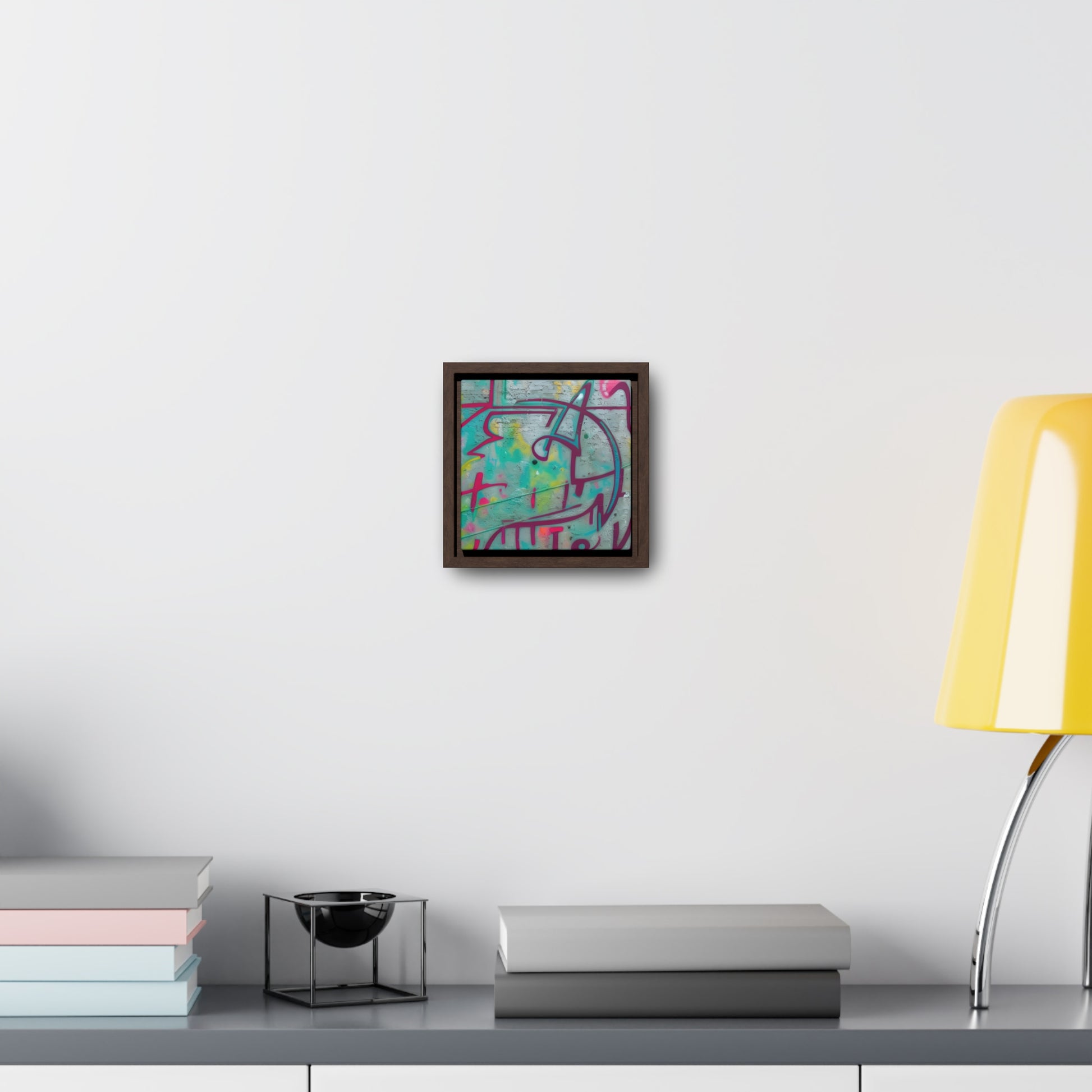 Let your personality be reflected on the artwork adorning your walls. This square gallery wrapped canvas print will always look as tight and flat as the day it was m"AMone't Graffiti" - Colorful Abstract Wall Art | Square Frame CanvasCanvasGraffiti - Gallery Canvas Wraps, Square FrameEndlessMind Creations Printify