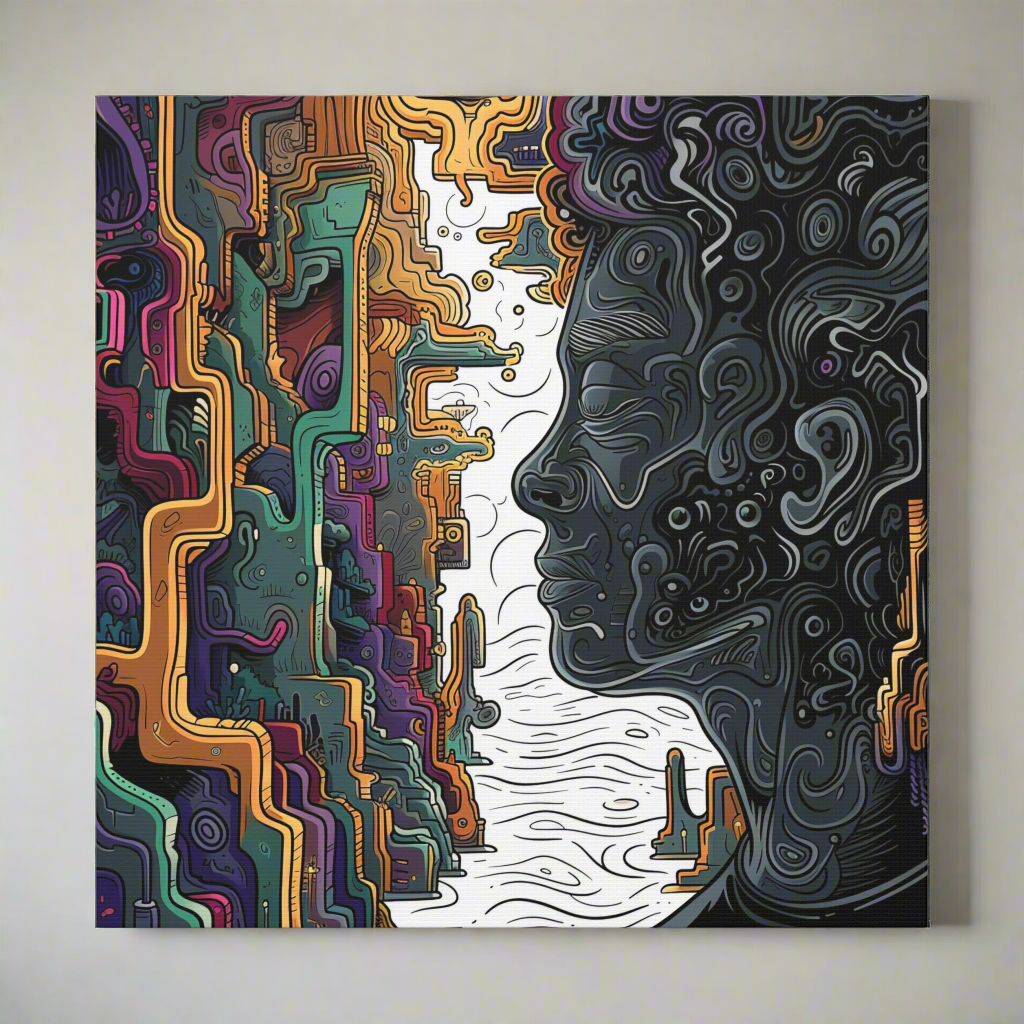 colorful line art canvas print AI generated 