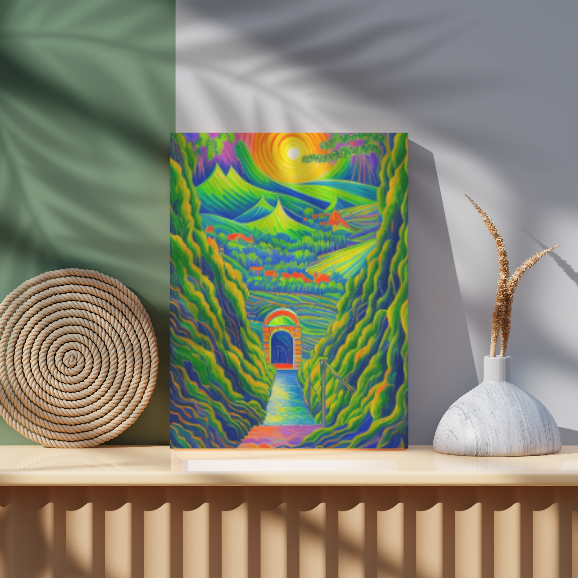 Place your custom artwork, photos, or creative projects on a canvas you'll be proud to use. Each matte canvas comes with back hanging already included for convenient"Hills and Hope" - AI Generated Art Matte Canvas, Stretched, 1.25"CanvasHope - Matte Canvas, Stretched, 1EndlessMind Creations Printify