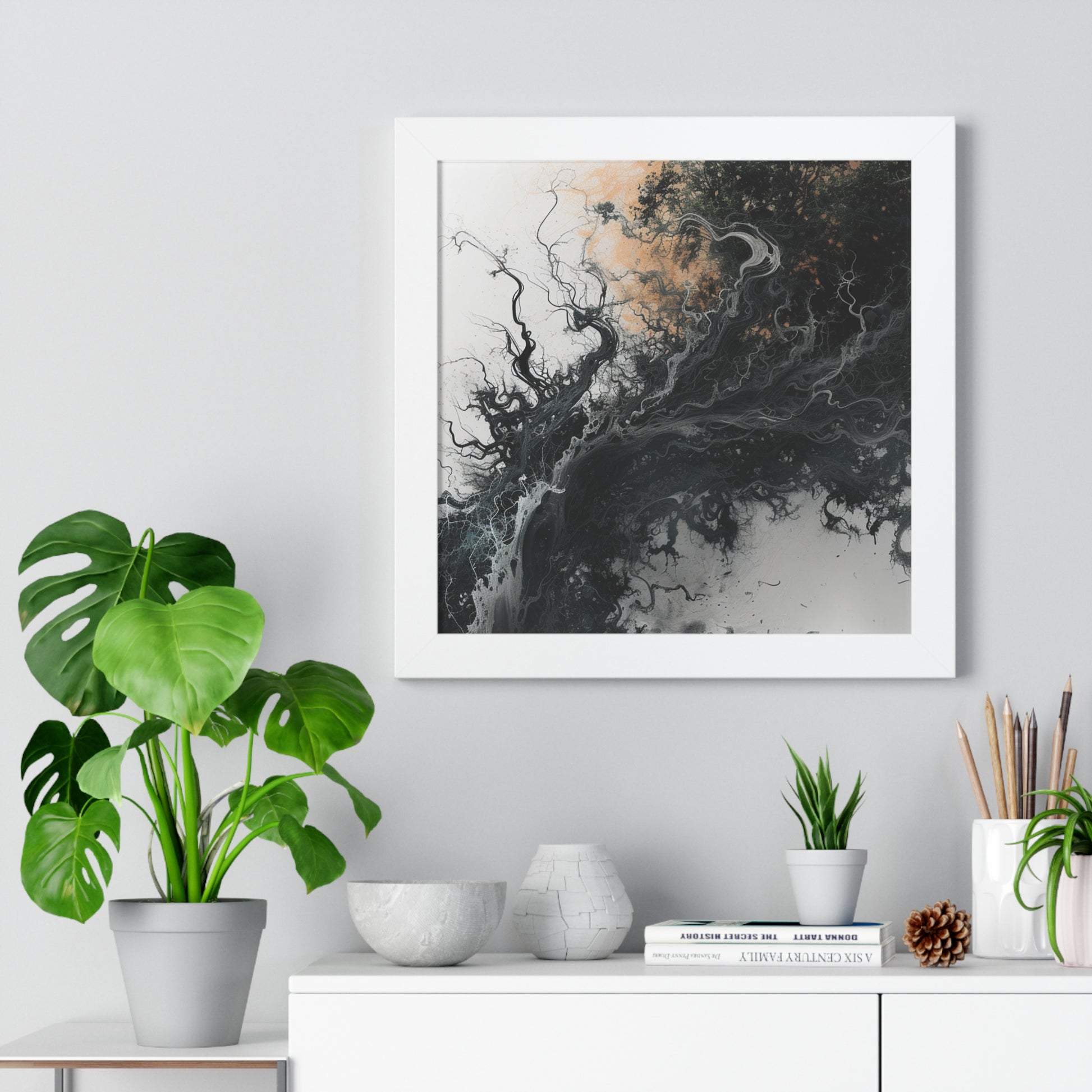 Transform your space with our stunning framed art, where dreamlike visions meet abstract creativity. Available in various sizes, each piece invites you into a world "Imaginary Storm" - Black, Smokey Wall Art | Framed Vertical PosterPosterImaginary Storm - Framed Vertical PosterEndlessMind Creations Printify