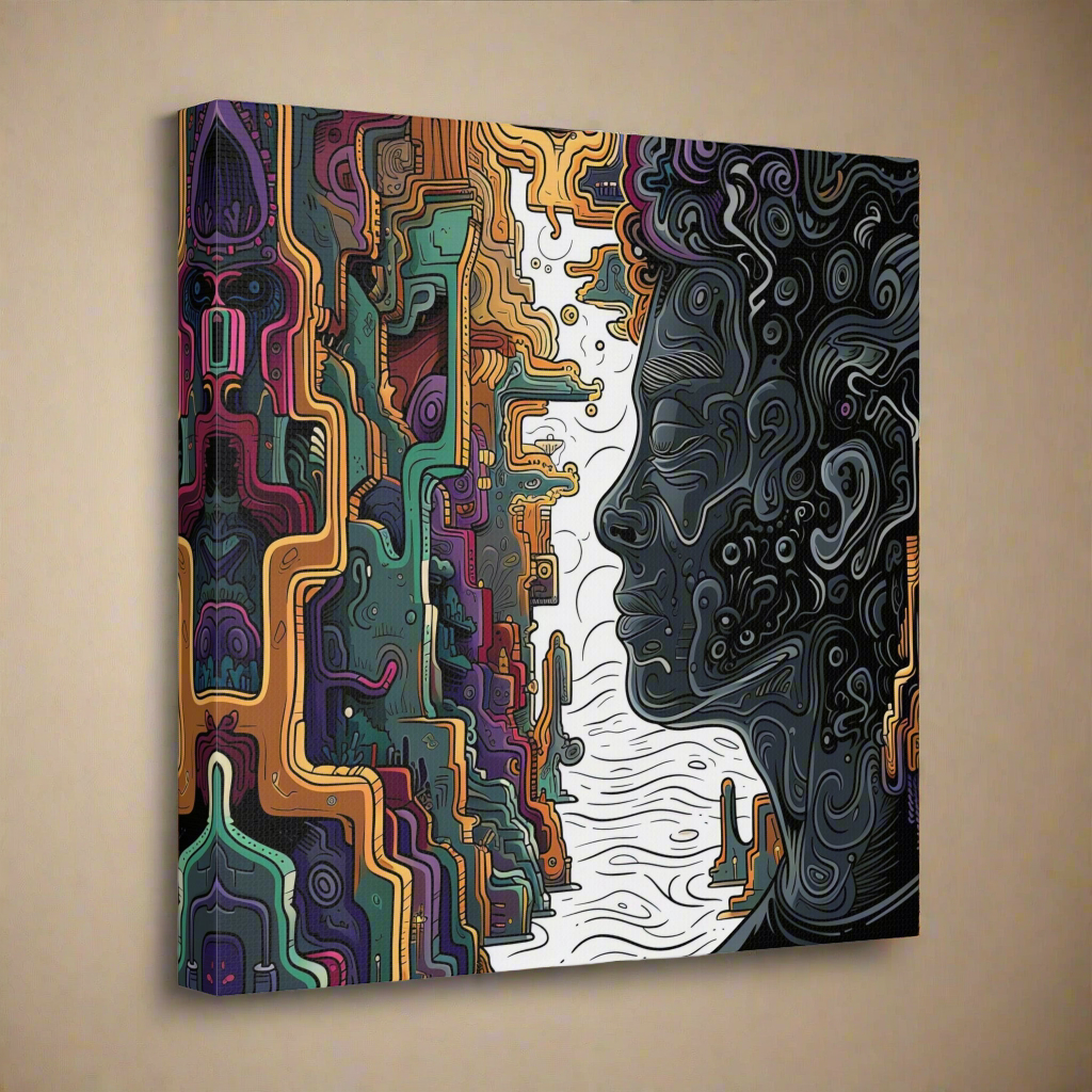 canvas print colorful line art mystical thinking man